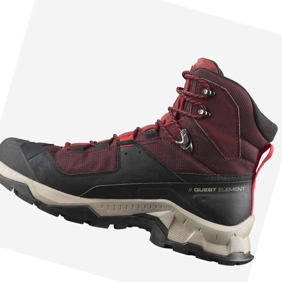 Salomon QUEST ELEMENT GORE-TEX Erkek Yürüyüş Ayakkabısı Gri Kırmızı | TR 3548AHK